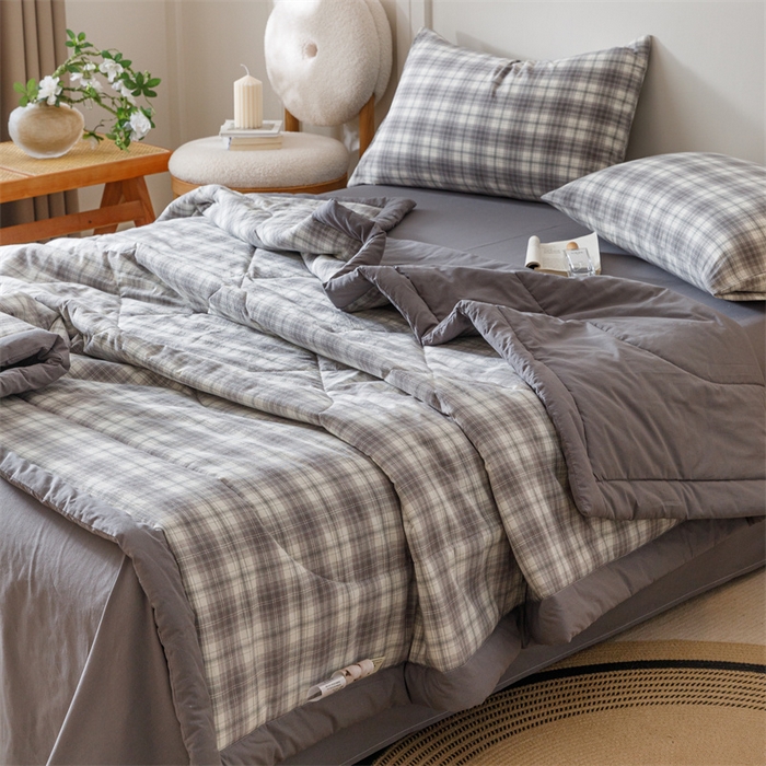 91家纺网 家纺一手货源 找家纺 恬思语家纺 2026新款全棉色织水洗棉棉花夏被夏凉被空调被 轩尼诗 灰