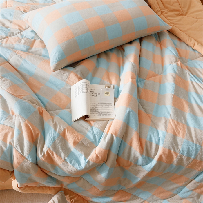 91家纺网 家纺一手货源 找家纺 恬思语家纺 2026新款全棉色织水洗棉棉花夏被夏凉被空调被 梵芙 桔