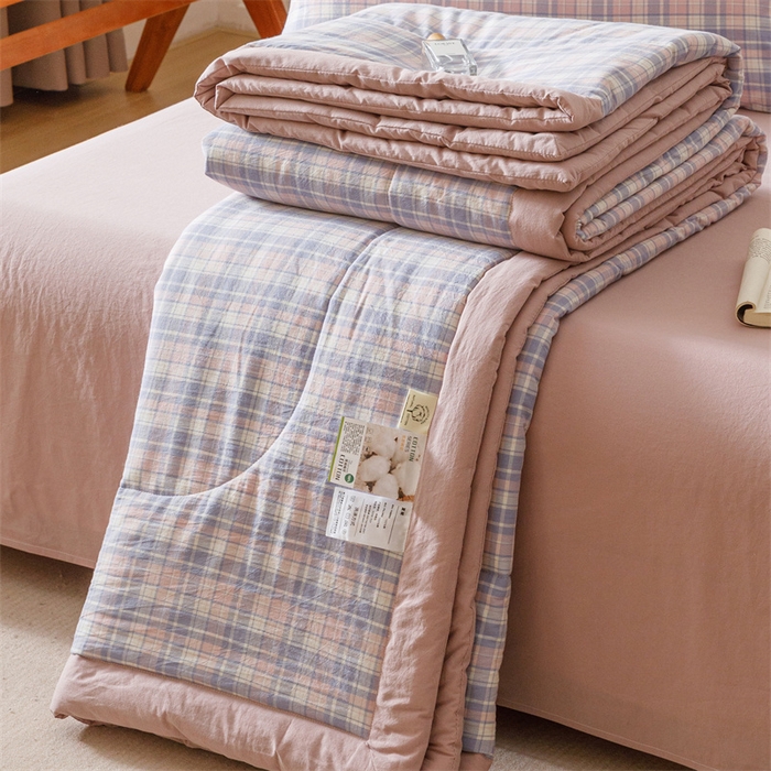 91家纺网 家纺一手货源 找家纺 恬思语家纺 2026新款全棉色织水洗棉棉花夏被夏凉被空调被 云舒 紫