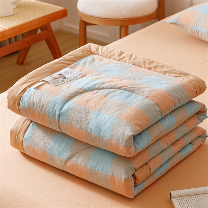 91家纺网 家纺一手货源 找家纺 恬思语家纺 2026新款全棉色织水洗棉棉花夏被夏凉被空调被 梵芙 桔