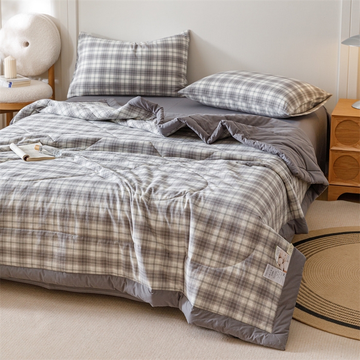 91家纺网 家纺一手货源 找家纺 恬思语家纺 2026新款全棉色织水洗棉棉花夏被夏凉被空调被 轩尼诗 灰