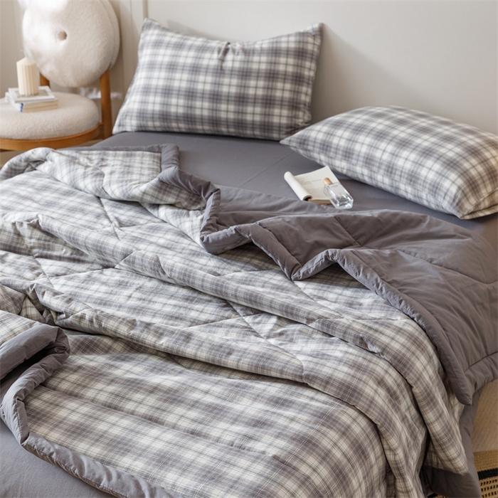 91家纺网 家纺一手货源 找家纺 恬思语家纺 2026新款全棉色织水洗棉棉花夏被夏凉被空调被 轩尼诗 灰