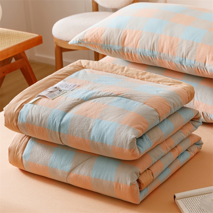 91家纺网 家纺一手货源 找家纺 恬思语家纺 2026新款全棉色织水洗棉棉花夏被夏凉被空调被 梵芙 桔