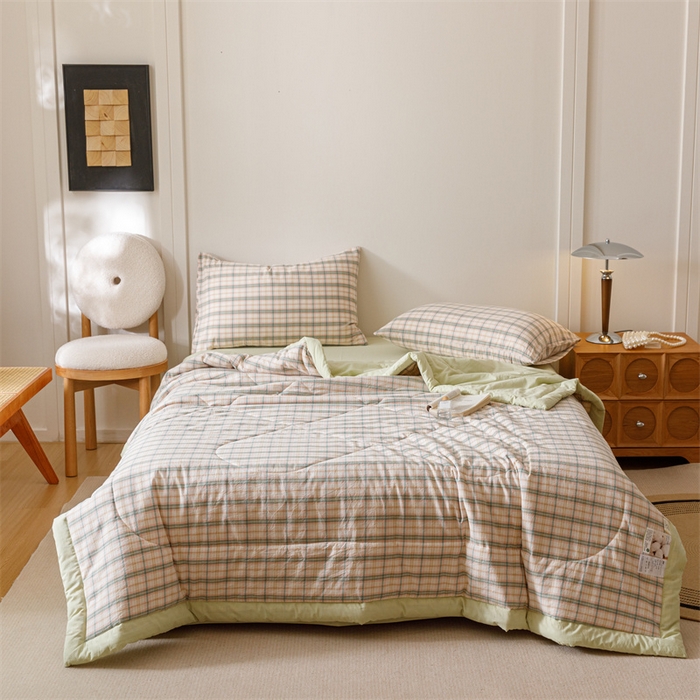 91家纺网 家纺一手货源 找家纺 恬思语家纺 2026新款全棉色织水洗棉棉花夏被夏凉被空调被 棉芷 绿