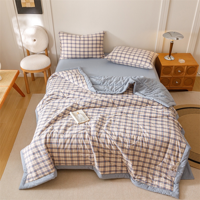 91家纺网 家纺一手货源 找家纺 恬思语家纺 2026新款全棉色织水洗棉棉花夏被夏凉被空调被 梦语 兰