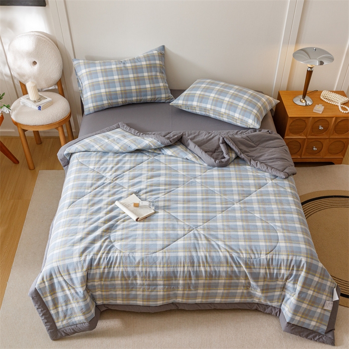 91家纺网 家纺一手货源 找家纺 恬思语家纺 2026新款全棉色织水洗棉棉花夏被夏凉被空调被 简兮 兰