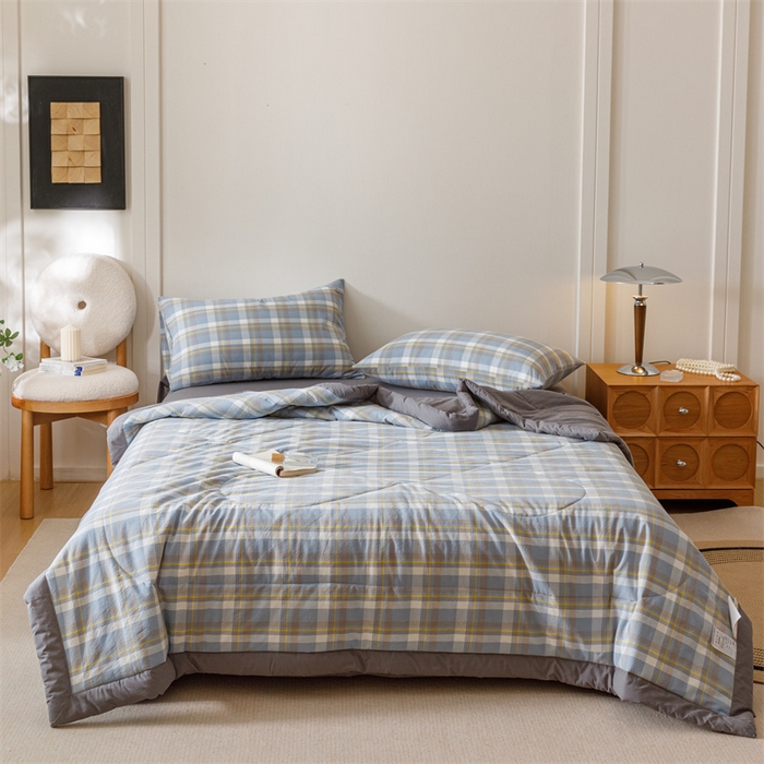 91家纺网 家纺一手货源 找家纺 恬思语家纺 2026新款全棉色织水洗棉棉花夏被夏凉被空调被 简兮 兰