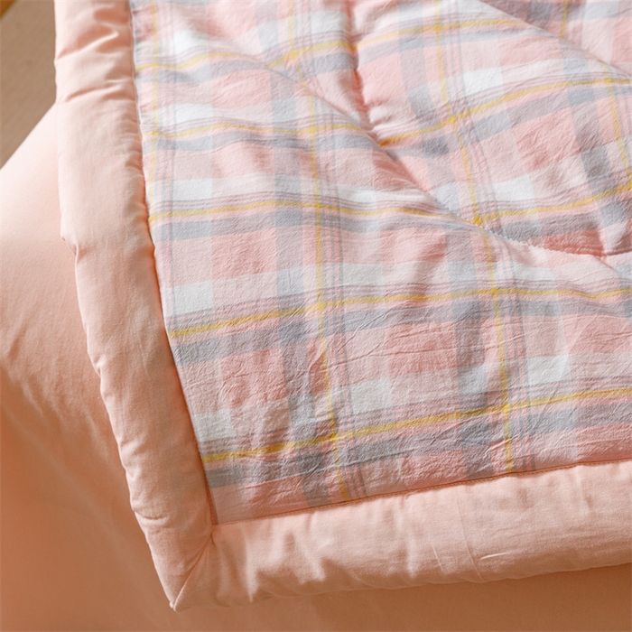 91家纺网 家纺一手货源 找家纺 恬思语家纺 2026新款全棉色织水洗棉棉花夏被夏凉被空调被 简兮 粉