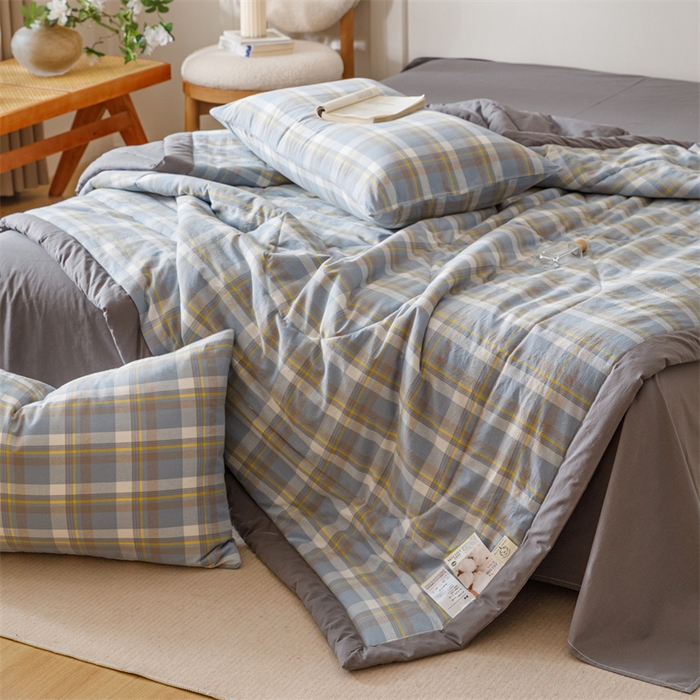 91家纺网 家纺一手货源 找家纺 恬思语家纺 2026新款全棉色织水洗棉棉花夏被夏凉被空调被 简兮 兰