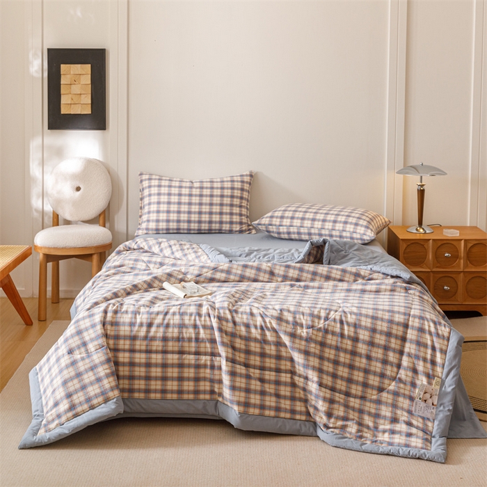 91家纺网 家纺一手货源 找家纺 恬思语家纺 2026新款全棉色织水洗棉棉花夏被夏凉被空调被 梦语 兰