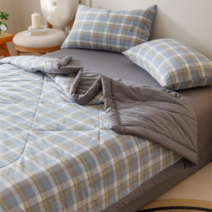 91家纺网 家纺一手货源 找家纺 恬思语家纺 2026新款全棉色织水洗棉棉花夏被夏凉被空调被 简兮 兰