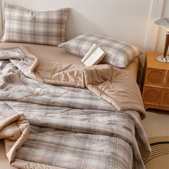 91家纺网 家纺一手货源 找家纺 恬思语家纺 2026新款全棉色织水洗棉棉花夏被夏凉被空调被 霍格 灰