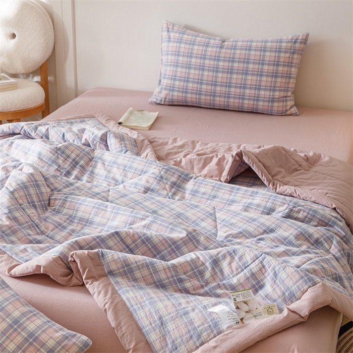 91家纺网 家纺一手货源 找家纺 恬思语家纺 2026新款全棉色织水洗棉棉花夏被夏凉被空调被 云舒 紫