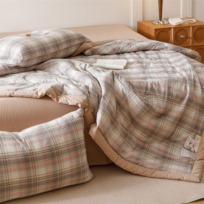 91家纺网 家纺一手货源 找家纺 恬思语家纺 2026新款全棉色织水洗棉棉花夏被夏凉被空调被 霍格 灰