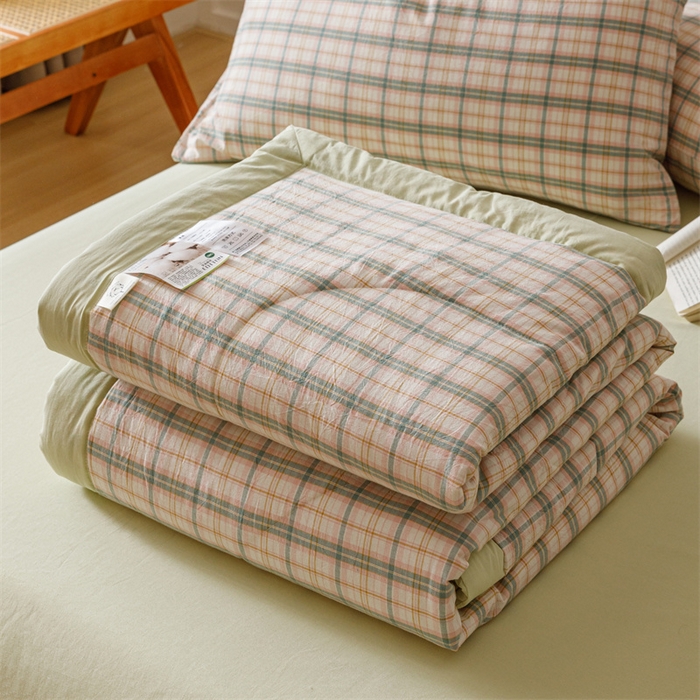 91家纺网 家纺一手货源 找家纺 恬思语家纺 2026新款全棉色织水洗棉棉花夏被夏凉被空调被 棉芷 绿