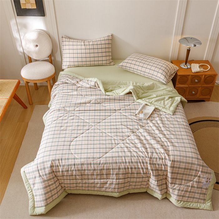 91家纺网 家纺一手货源 找家纺 恬思语家纺 2026新款全棉色织水洗棉棉花夏被夏凉被空调被 棉芷 绿