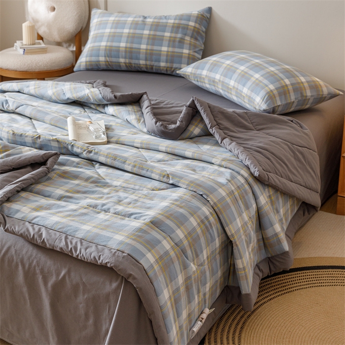 91家纺网 家纺一手货源 找家纺 恬思语家纺 2026新款全棉色织水洗棉棉花夏被夏凉被空调被 简兮 兰