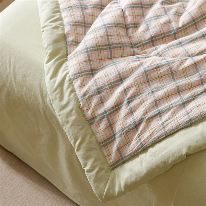 91家纺网 家纺一手货源 找家纺 恬思语家纺 2026新款全棉色织水洗棉棉花夏被夏凉被空调被 棉芷 绿