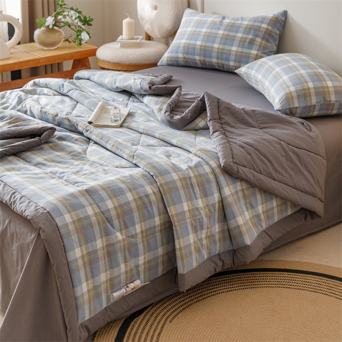 91家纺网 家纺一手货源 找家纺 恬思语家纺 2026新款全棉色织水洗棉棉花夏被夏凉被空调被 简兮 兰