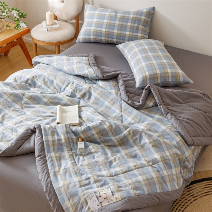 91家纺网 家纺一手货源 找家纺 恬思语家纺 2026新款全棉色织水洗棉棉花夏被夏凉被空调被 简兮 兰