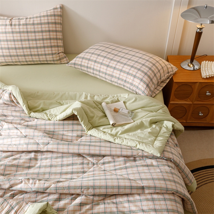 91家纺网 家纺一手货源 找家纺 恬思语家纺 2026新款全棉色织水洗棉棉花夏被夏凉被空调被 棉芷 绿