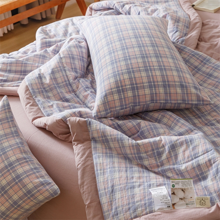 91家纺网 家纺一手货源 找家纺 恬思语家纺 2026新款全棉色织水洗棉棉花夏被夏凉被空调被 云舒 紫