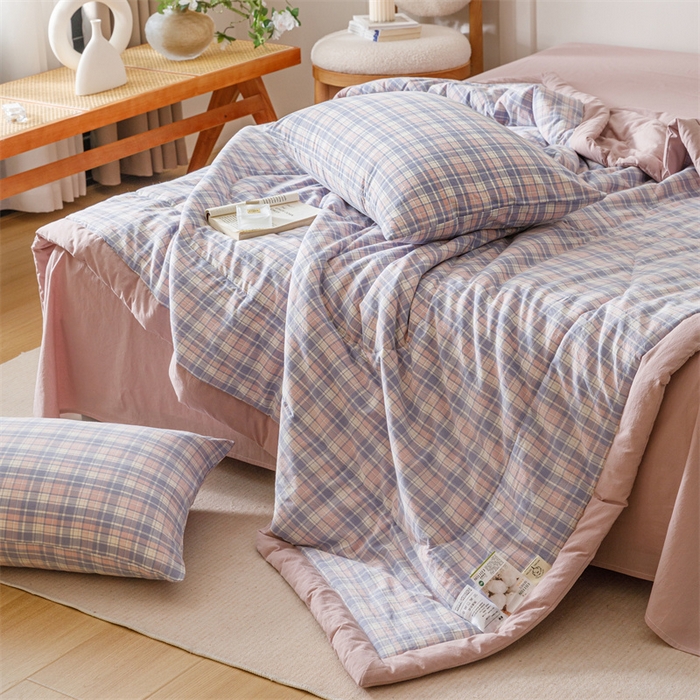 91家纺网 家纺一手货源 找家纺 恬思语家纺 2026新款全棉色织水洗棉棉花夏被夏凉被空调被 云舒 紫