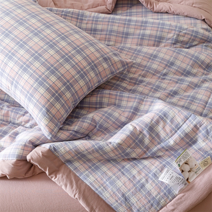 91家纺网 家纺一手货源 找家纺 恬思语家纺 2026新款全棉色织水洗棉棉花夏被夏凉被空调被 云舒 紫