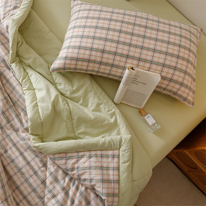 91家纺网 家纺一手货源 找家纺 恬思语家纺 2026新款全棉色织水洗棉棉花夏被夏凉被空调被 棉芷 绿