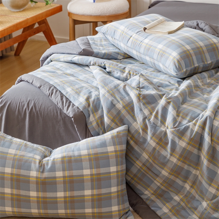 91家纺网 家纺一手货源 找家纺 恬思语家纺 2026新款全棉色织水洗棉棉花夏被夏凉被空调被 简兮 兰