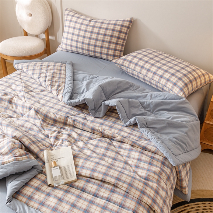 91家纺网 家纺一手货源 找家纺 恬思语家纺 2026新款全棉色织水洗棉棉花夏被夏凉被空调被 梦语 兰