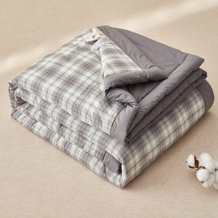 91家纺网 家纺一手货源 找家纺 恬思语家纺 2026新款全棉色织水洗棉棉花夏被夏凉被空调被 轩尼诗 灰