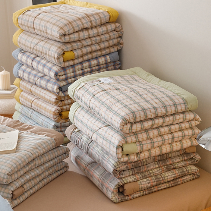 91家纺网 家纺一手货源 找家纺 恬思语家纺 2026新款全棉色织水洗棉棉花夏被夏凉被空调被 组合图（仅供展示不可下单）