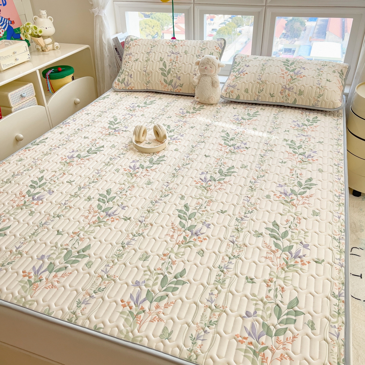 丝羽坊 2026新款高密凉感丝印花乳胶凉席-平铺款 林间私语