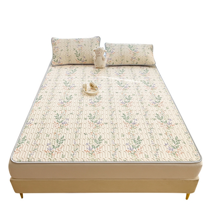 91家纺网 家纺一手货源 找家纺 丝羽坊 2026新款高密凉感丝印花乳胶凉席-平铺款 林间私语