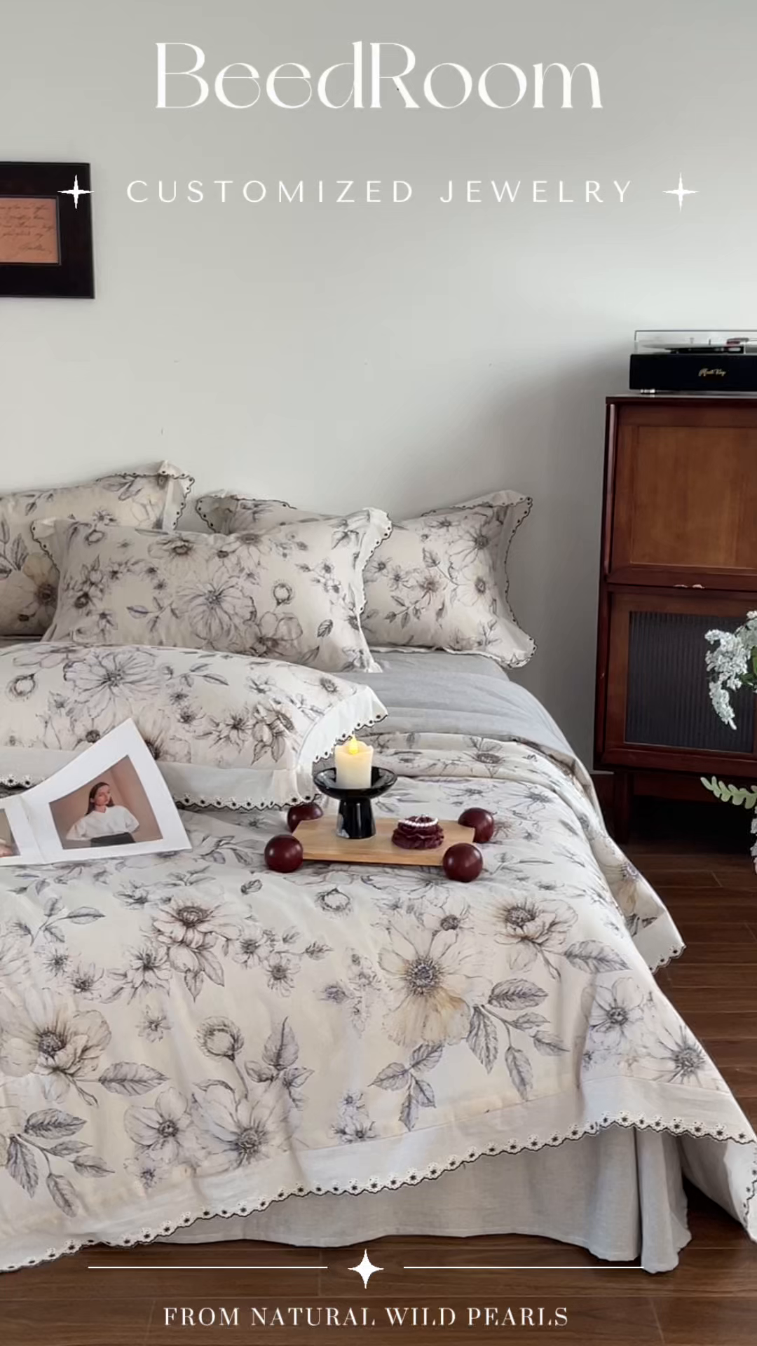 91家纺网 家纺一手货源 找家纺 慕晨 2026新款天丝莱赛尔棉麻数码印色织花边夏被四件套高级田园美式直播热款 清缕