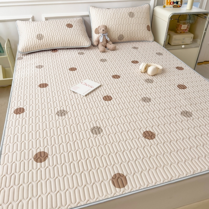 91家纺网 家纺一手货源 找家纺 丝羽坊 2026新款高密凉感丝印花乳胶凉席-平铺款 爱的圈圈