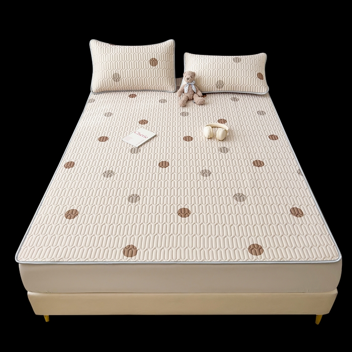 91家纺网 家纺一手货源 找家纺 丝羽坊 2026新款高密凉感丝印花乳胶凉席-平铺款 爱的圈圈