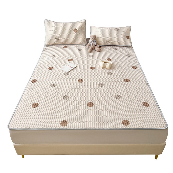 91家纺网 家纺一手货源 找家纺 丝羽坊 2026新款高密凉感丝印花乳胶凉席-平铺款 爱的圈圈