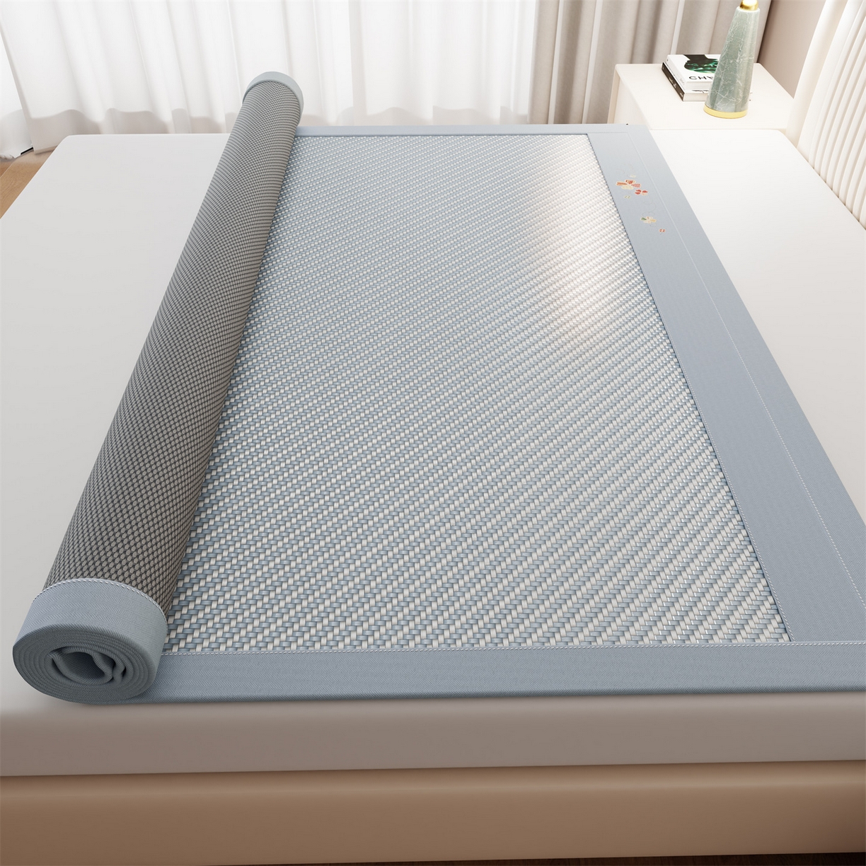 91家纺网 家纺一手货源 找家纺 鑫姿席业 夏季高端凉席竹席2026新款pe藤席a类母婴级1.8m空调软席子可水洗-四叶花语系列 四叶花语-兰