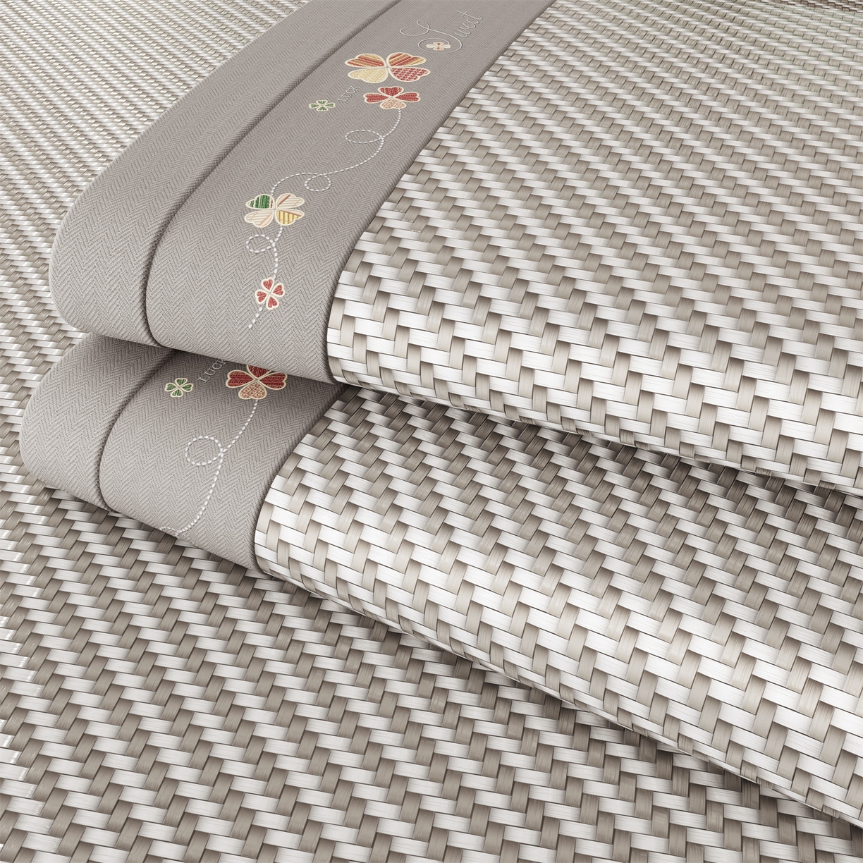 91家纺网 家纺一手货源 找家纺 鑫姿席业 夏季高端凉席竹席2026新款pe藤席a类母婴级1.8m空调软席子可水洗-四叶花语系列 四叶花语-灰