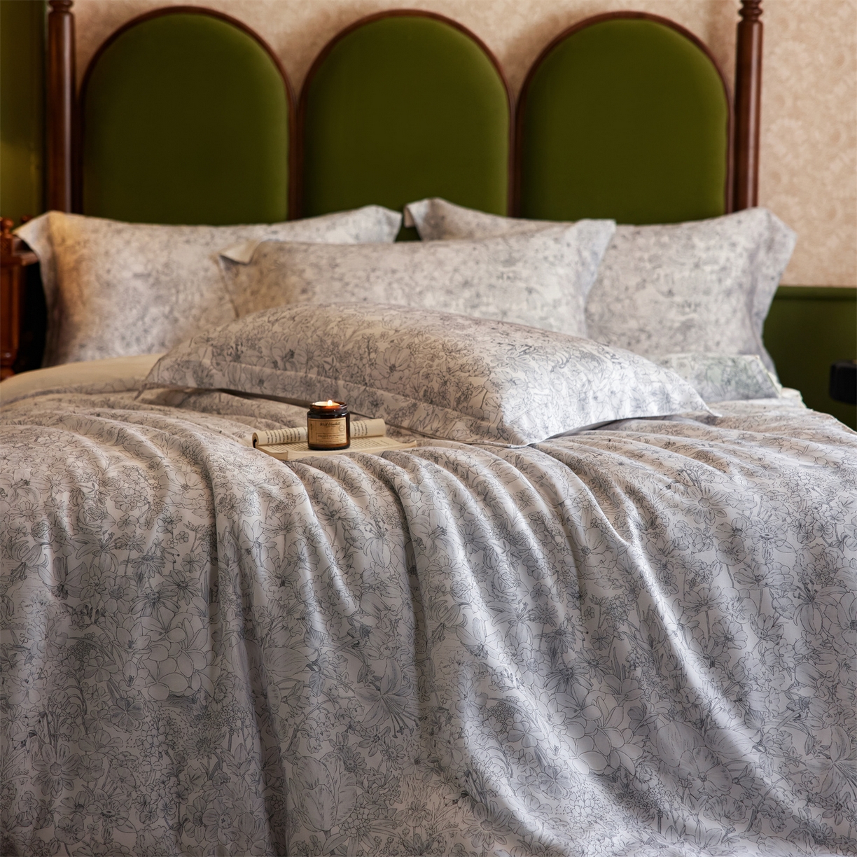 91家纺网 家纺一手货源 找家纺 初拾 2026新款春夏小清新莱赛尔数码印花四件套 会员减10 控价：日常券后不低于298 元  风吹过夏天