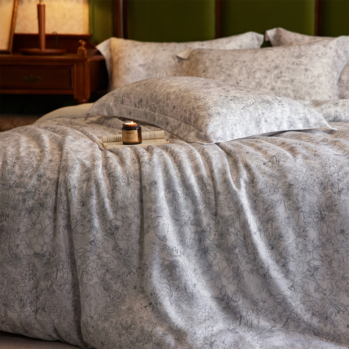 91家纺网 家纺一手货源 找家纺 初拾 2026新款春夏小清新莱赛尔数码印花四件套 会员减10 控价：日常券后不低于298 元  风吹过夏天