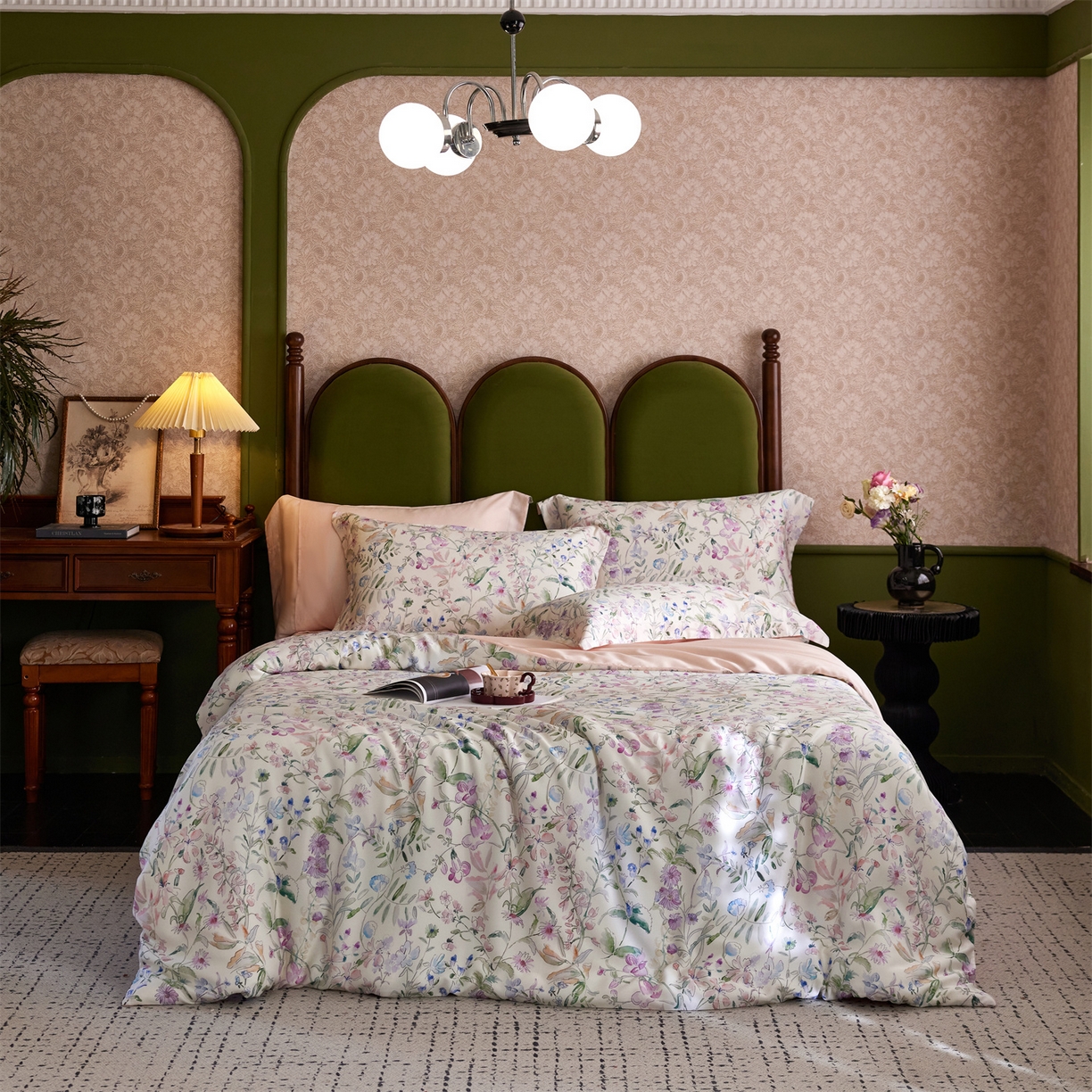 初拾 2026新款春夏小清新莱赛尔数码印花四件套 会员减10 控价：日常券后不低于298 元  晴岛桔梗