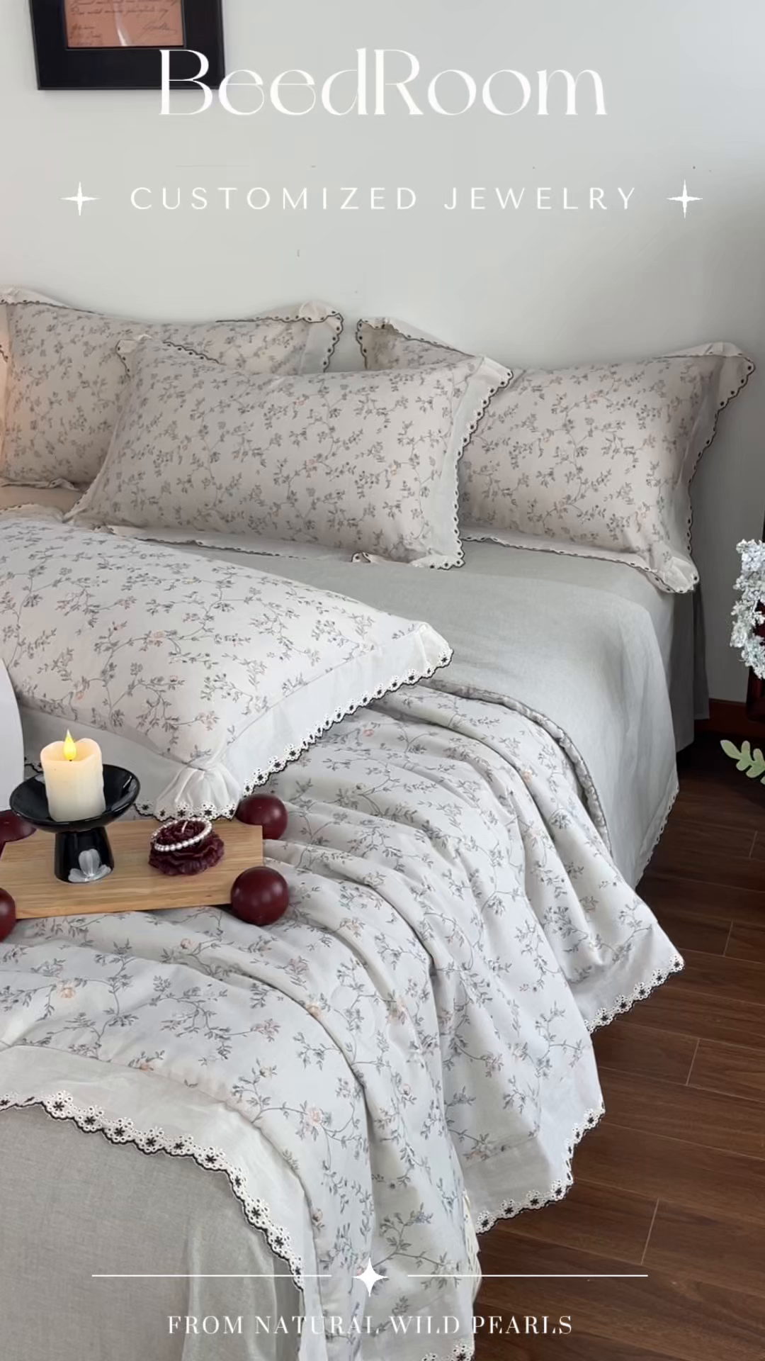 91家纺网 家纺一手货源 找家纺 慕晨 2026新款天丝莱赛尔棉麻数码印色织花边夏被四件套高级田园美式直播热款 晚絮