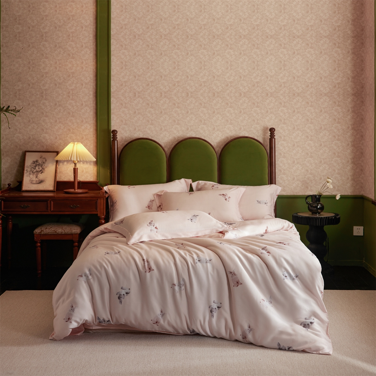 初拾 2026新款春夏小清新莱赛尔数码印花四件套 会员减10 控价：日常券后不低于298 元  桃园知兔