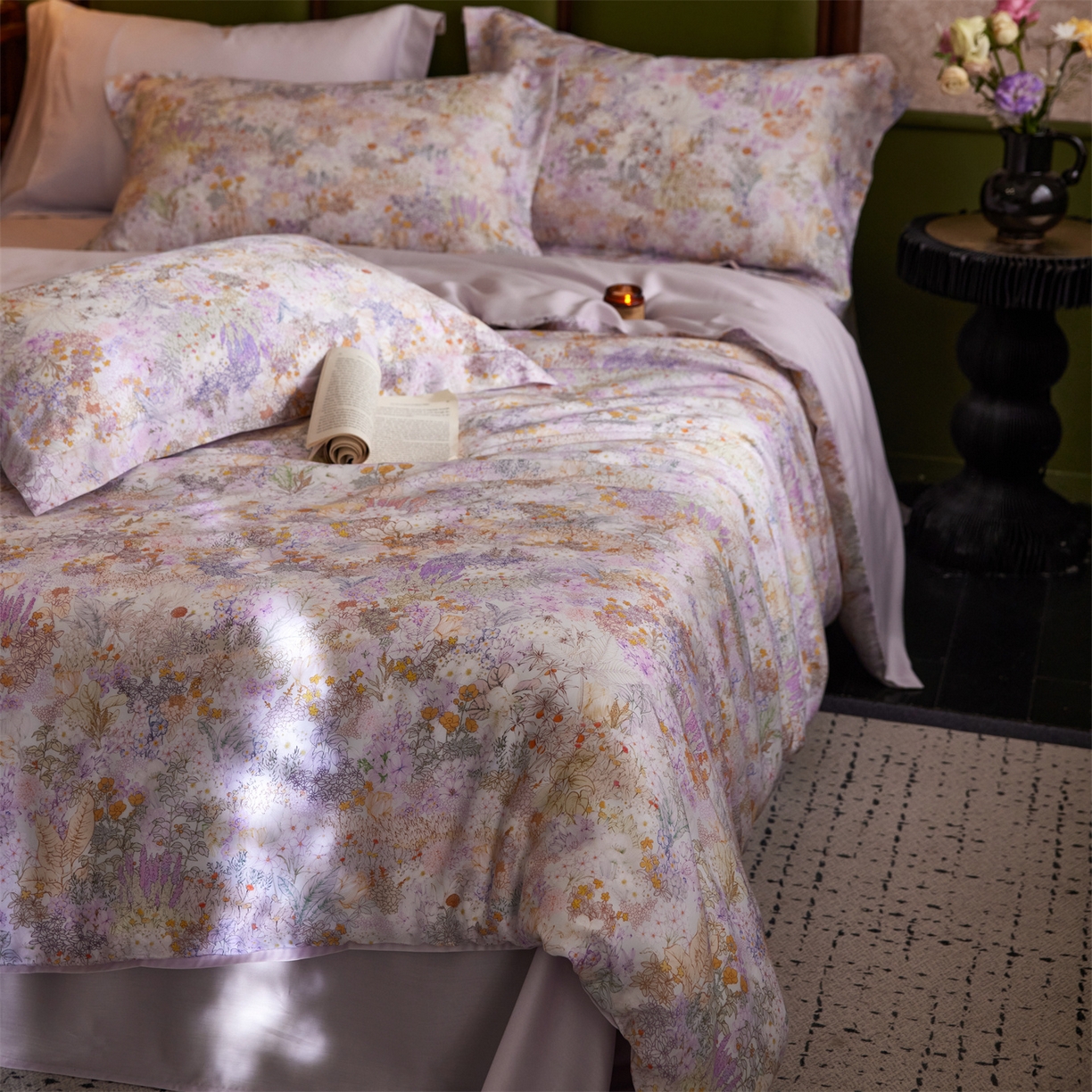 91家纺网 家纺一手货源 找家纺 初拾 2026新款春夏小清新莱赛尔数码印花四件套 会员减10 控价：日常券后不低于298 元  小步舞曲