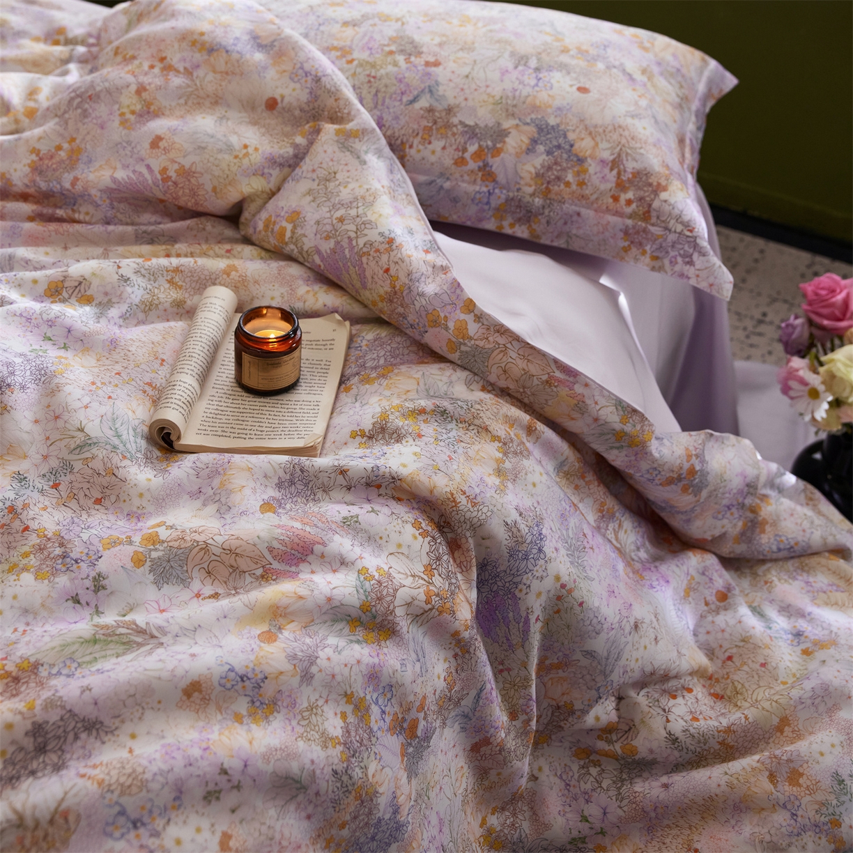 91家纺网 家纺一手货源 找家纺 初拾 2026新款春夏小清新莱赛尔数码印花四件套 会员减10 控价：日常券后不低于298 元  小步舞曲