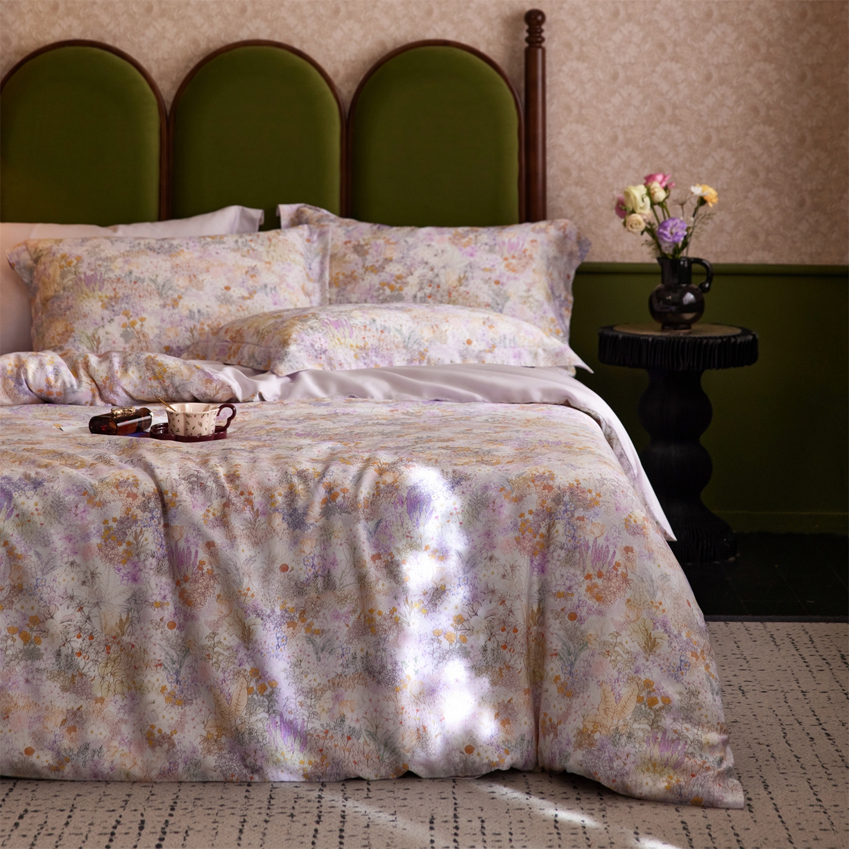 91家纺网 家纺一手货源 找家纺 初拾 2026新款春夏小清新莱赛尔数码印花四件套 会员减10 控价：日常券后不低于298 元  小步舞曲