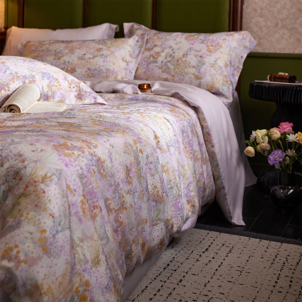 91家纺网 家纺一手货源 找家纺 初拾 2026新款春夏小清新莱赛尔数码印花四件套 会员减10 控价：日常券后不低于298 元  小步舞曲